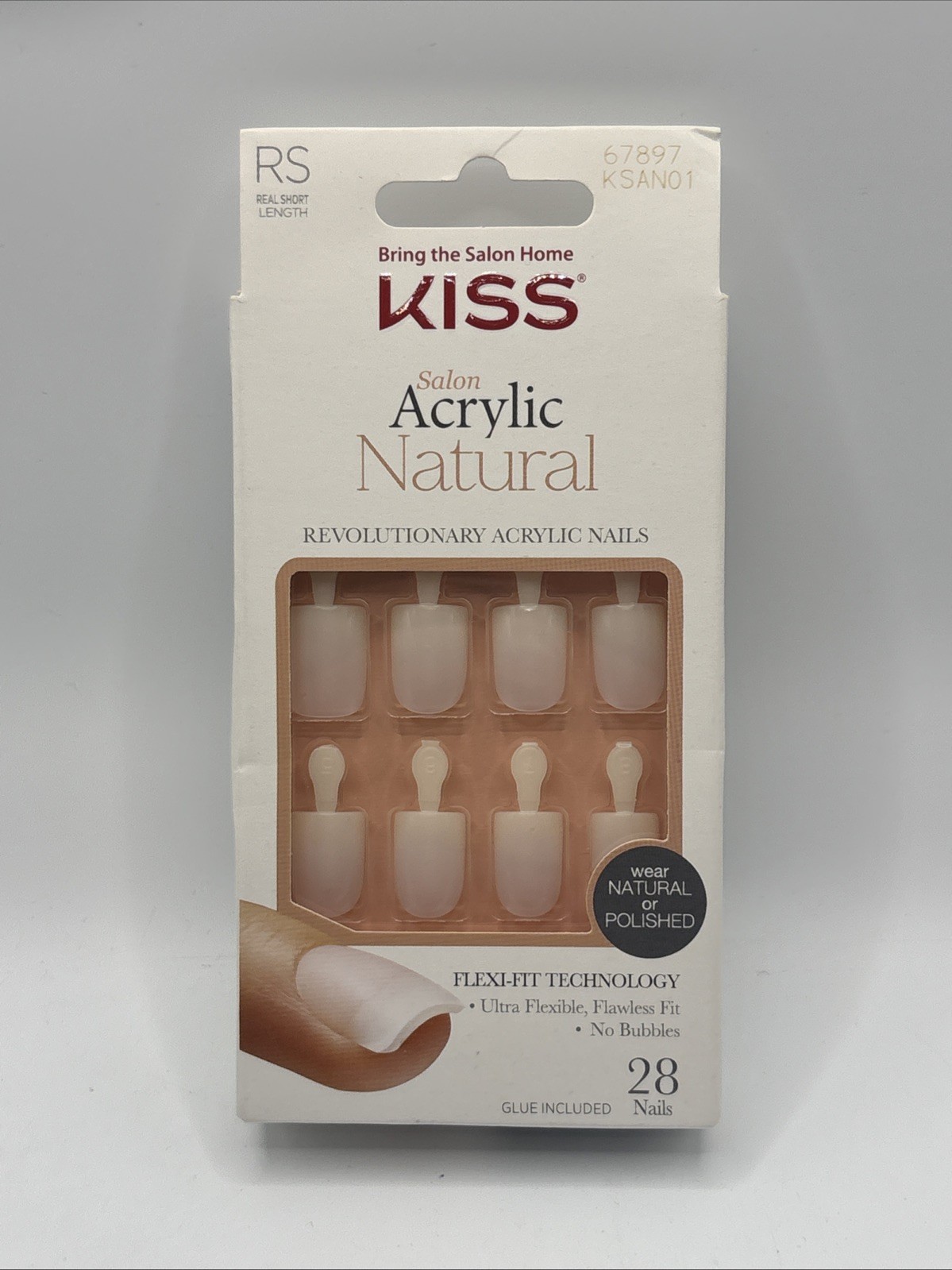 KISS Real Short Length Natural Revolutionary Acrylic Nails 28 Ct, 7 Day Wear