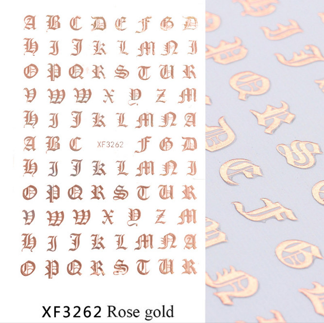 3D Nail Art Latin Roman English Alphabet Letter Sticker Decals US seller NS19