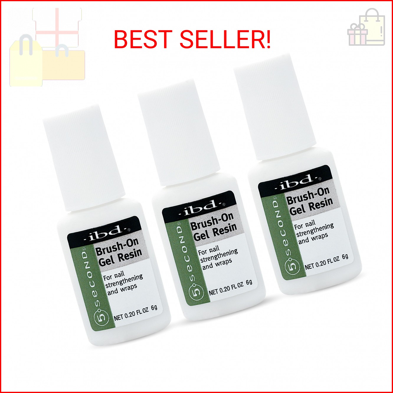 IBD 5 Second Brush On Nail Glue Gel Resin – Strong Nail Glue for Broken, Cracked