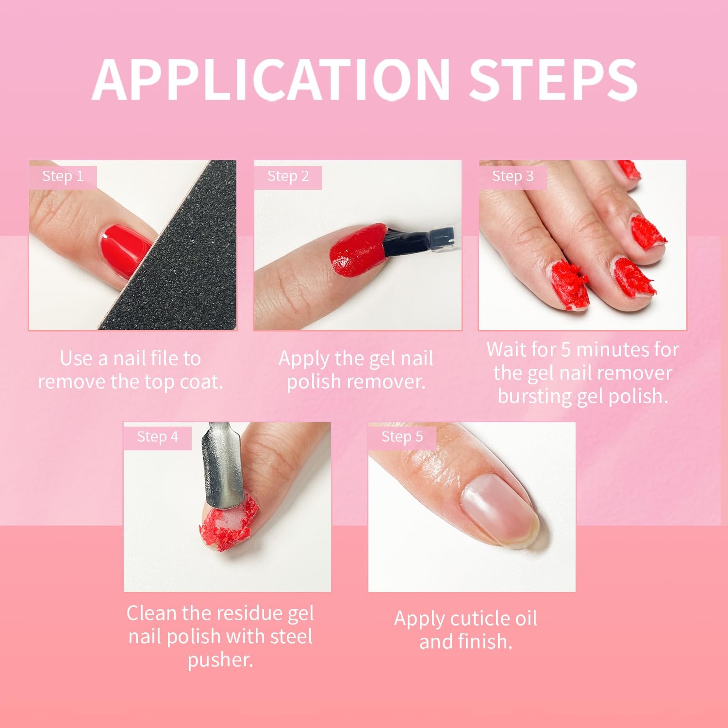 JEWHITENY Gel Nail Polish Remover Set: 2 Bottles of 10ml Clear-1
