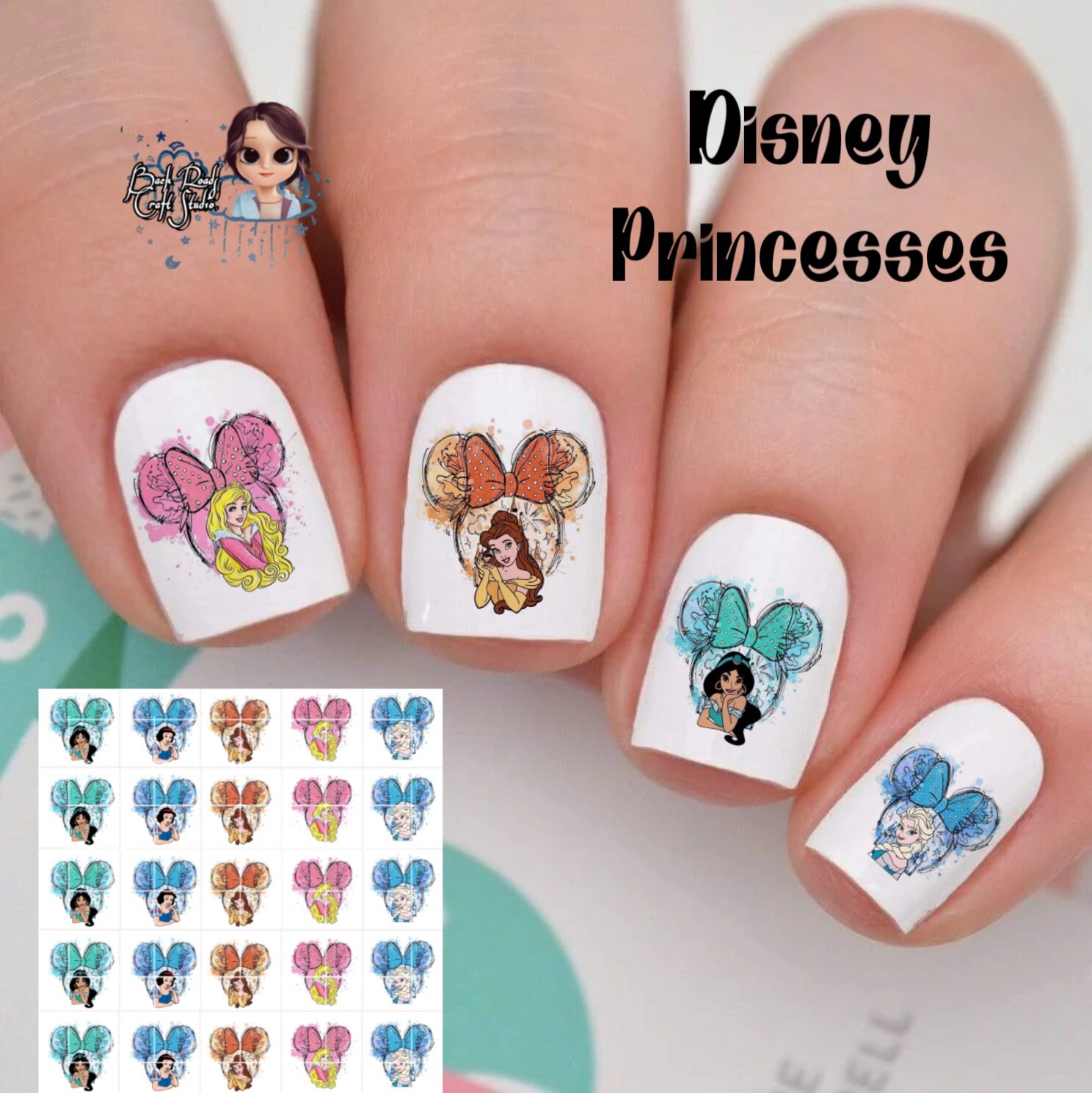 Disney Princess Waterslide Nail Art Decals Set Of 50 Instructions & Bonus