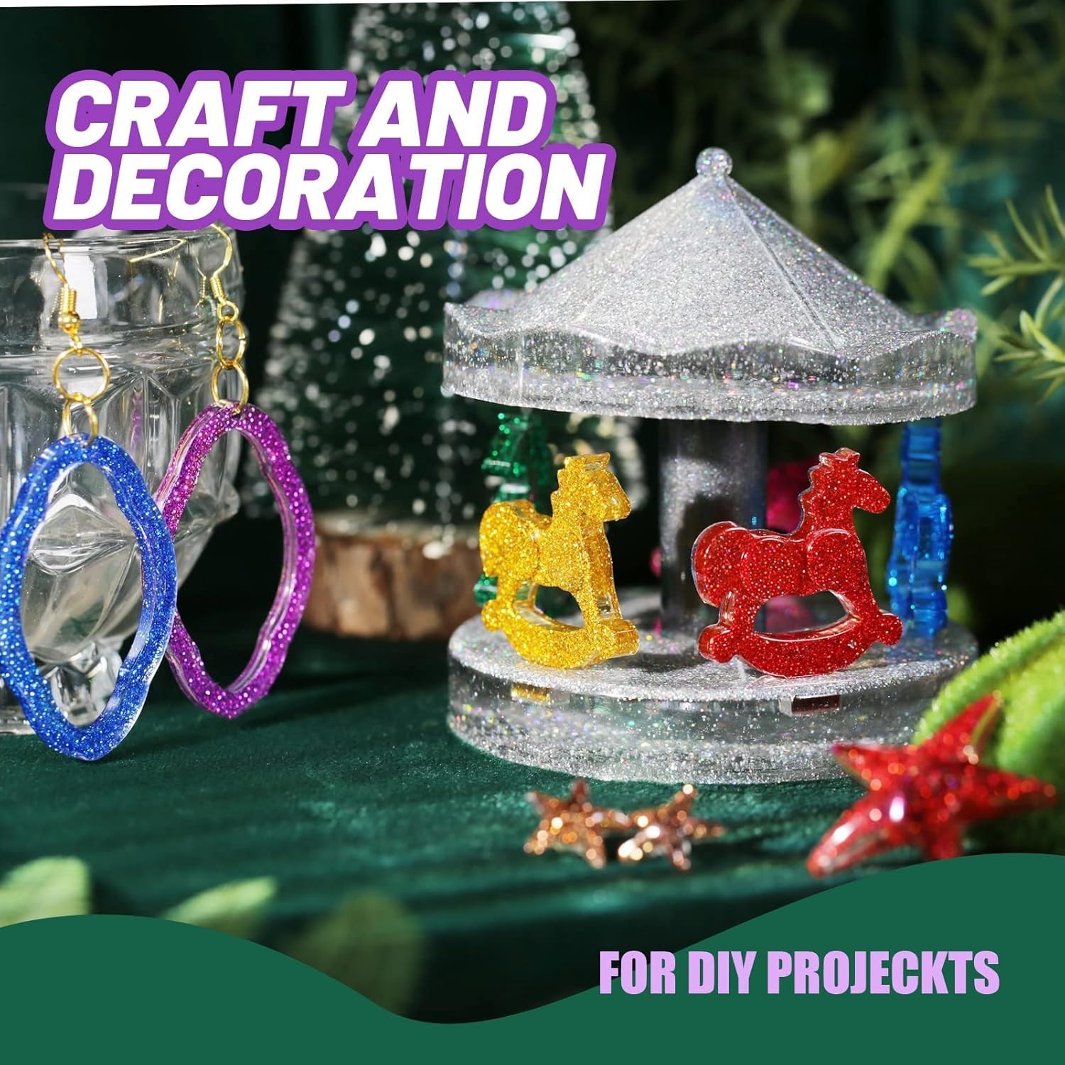 Pack of 12 Glitter Sparkle Powder/Dust (Any Colours) for Arts & Christmas Decor