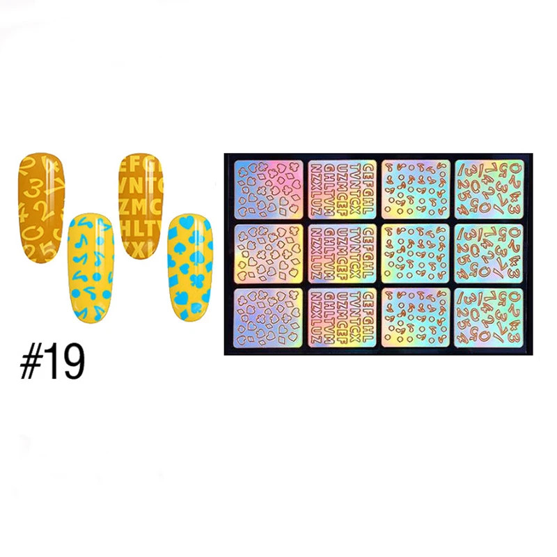 1Pc Airbrush Stencil for Nails Heart Butterfly Stars Pattern Hollow Nail Sticker