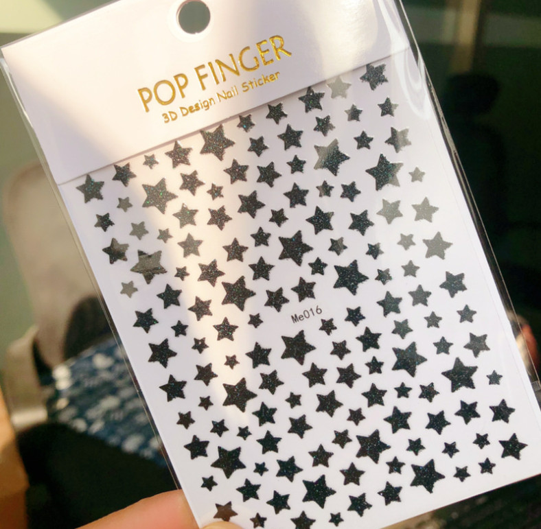 Nail Art Sticker Glitter STAR Decals Manicure DIY Peel & Stick NH25