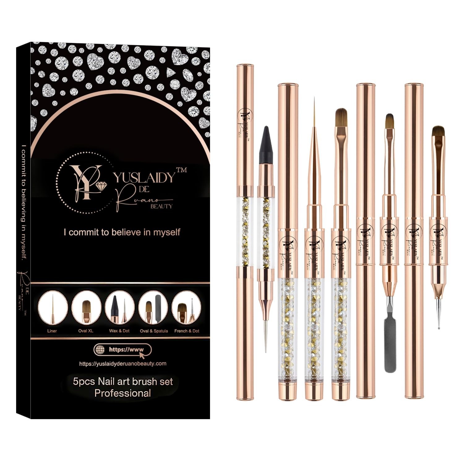 Double Ended Nail Builder Gel Brush Set, French Tip & Cleaning Brushes for Nails