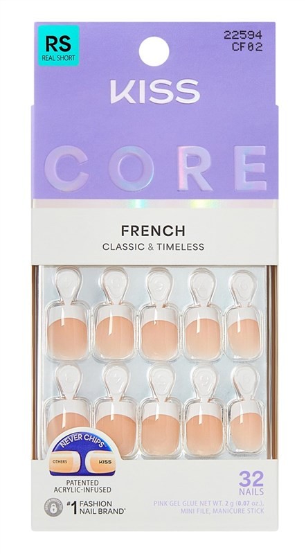 Kiss Core French Nails Press On 32 Count Real Short If You Dare