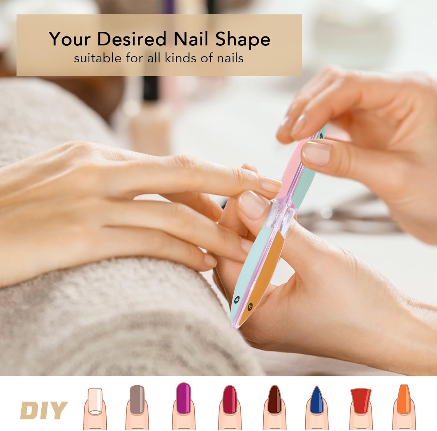 6 Sided Nail File and Nail Buffers, Multi-Functal Nail File for Shaping