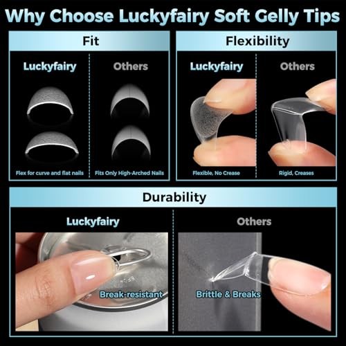 Nail Tips, 360pcs Soft Gel Pre-Shaped Acrylic XS Fake Nails, Extra Short Almond