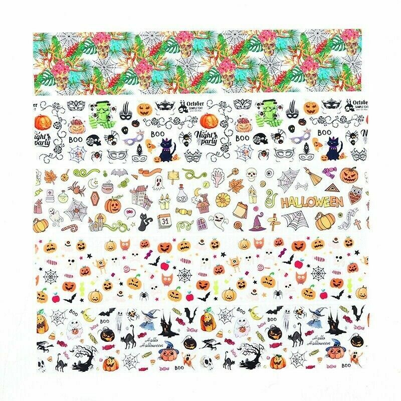 10x Halloween Series Nail Foil Stickers Transfer Decals Paper Nail Decor Fashion
