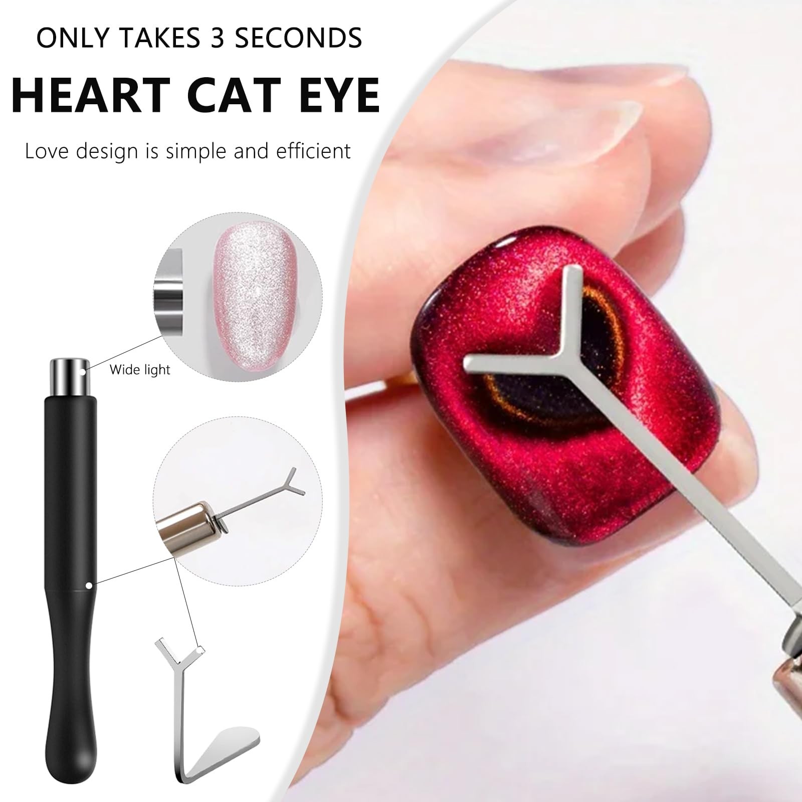 61Pcs Cat Eye Nail Magnet Tool Set, Cat Eye Heart Magnet for Nails, Cat Eye G…