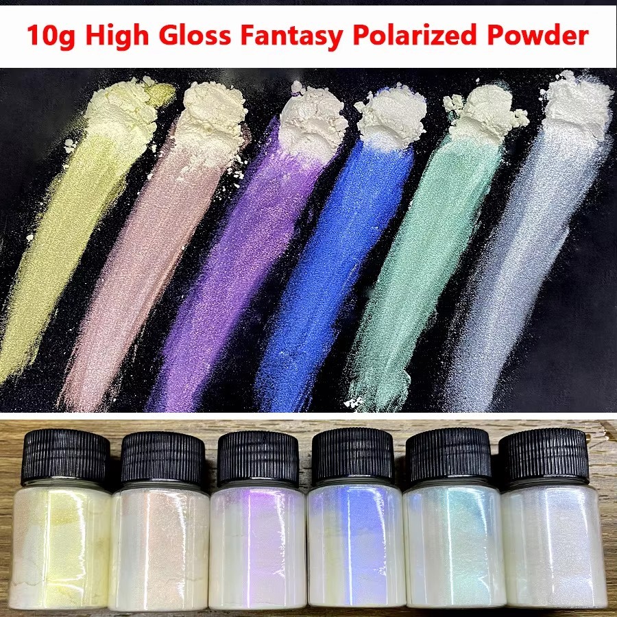 Aurora Mermaid Nail Art Powder 6 Pcs Set High Gloss White Pearl Chrome Pigment