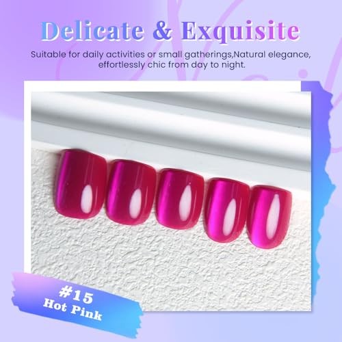 30Pcs Hot Pink Cat Eye Short Square – 30 Ounce – Pack of 1