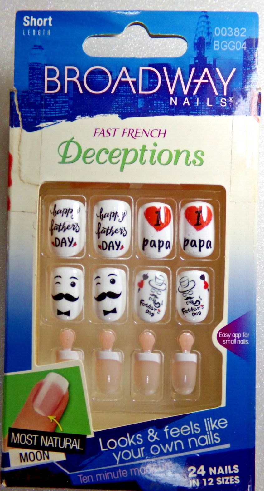 Broadway By Kiss Nail GLUE ON Short French Father’s Day