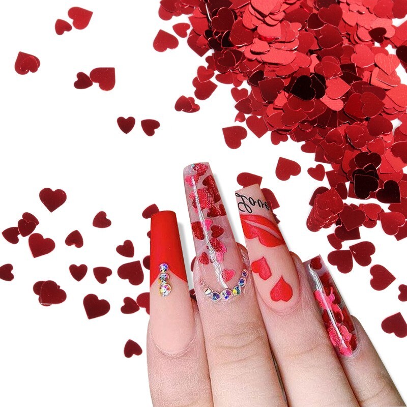 Multi-Color Heart Love shape Nail Art Sequin Glitter Flakes DIY Decor for Nails