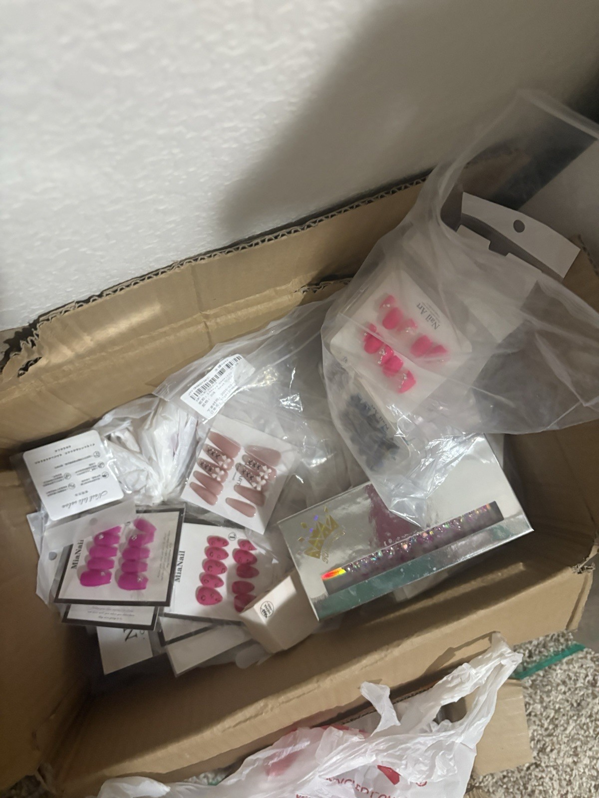 Custom Acrylic Nail Art Kit Handmade Press-On Nails with Glue Size Medium New