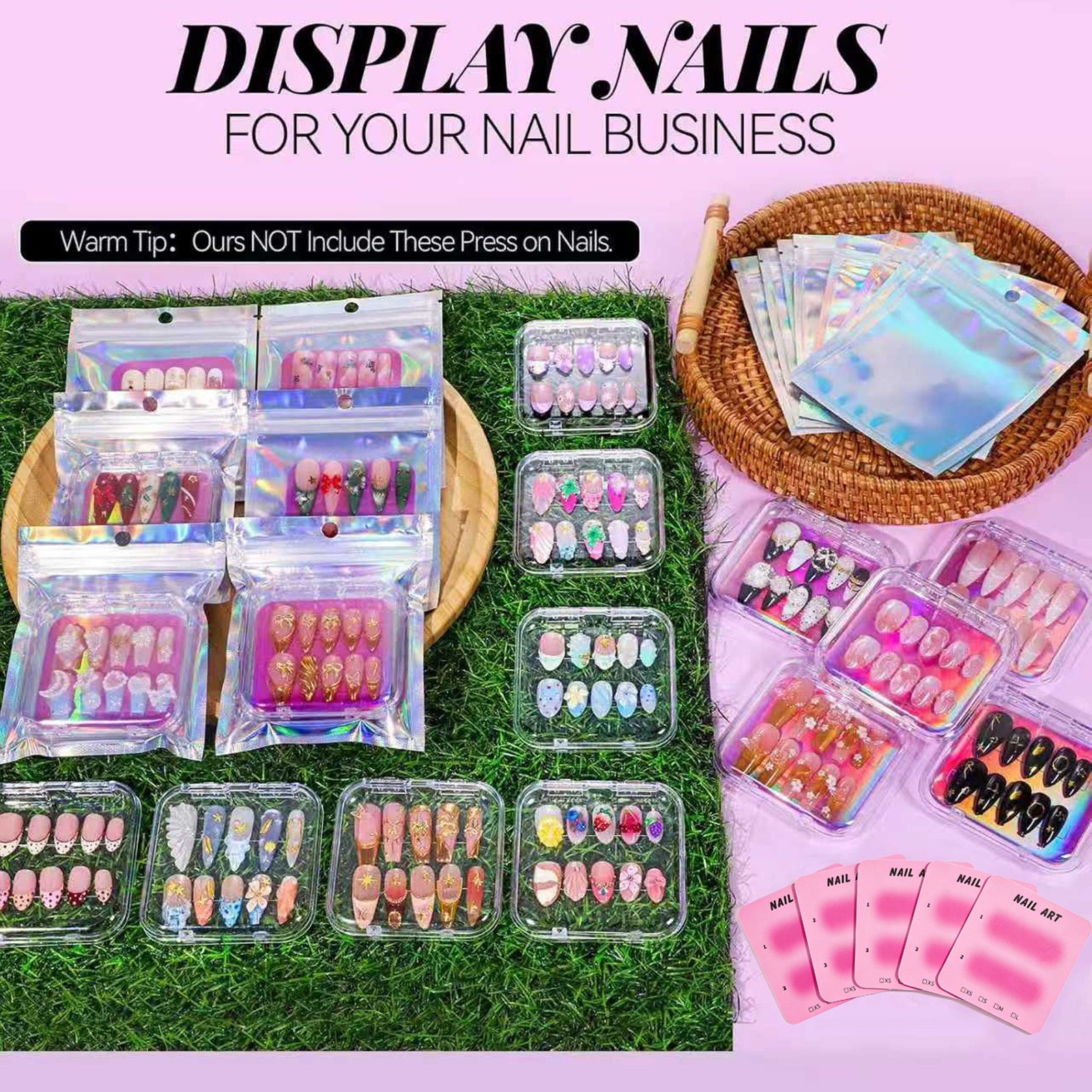 15 Sets Press On Nail Storage Boxes Dust Proof Thick Clear Fake Nail Display NEW