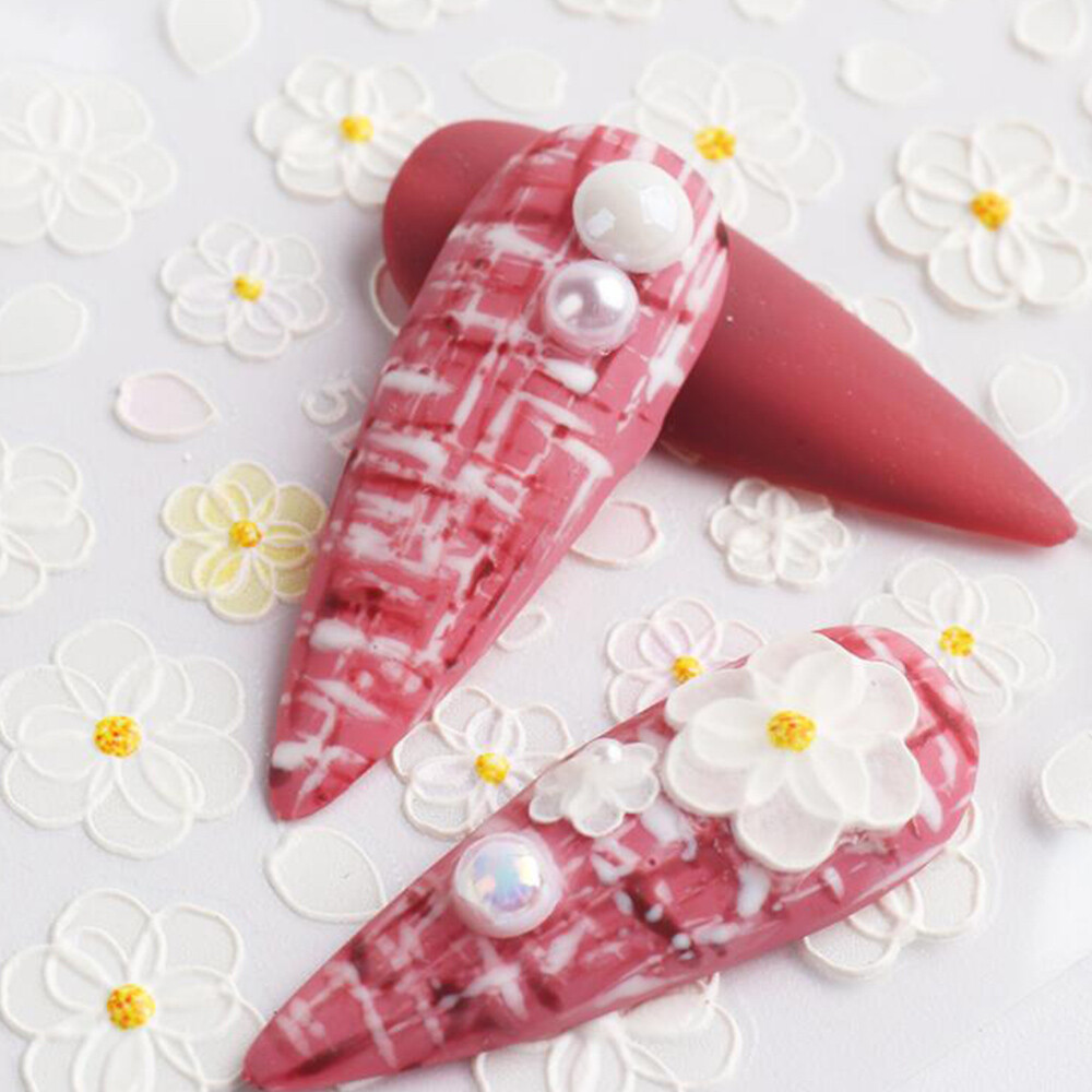 8 Style 5D Nail Sticker Embossed Butterfly Rose Flower Decal Nail Art Decoration