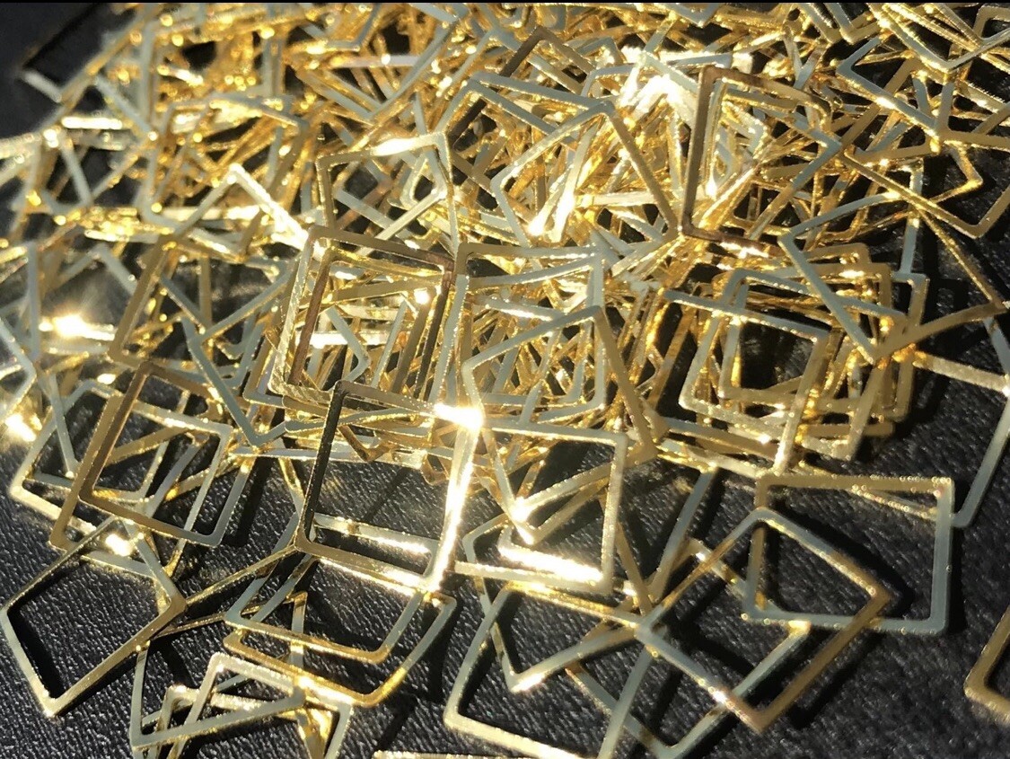 Gold 3D Rectangle Frame Nail Art DIY Decoration Charms 200pcs single pack