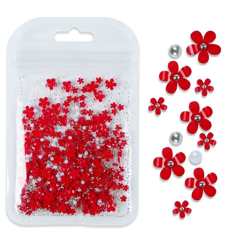 3D Manicure Nail Art Steel Ball 4g/Bag Pink Flower DIY Mixed Size Design Jewelry