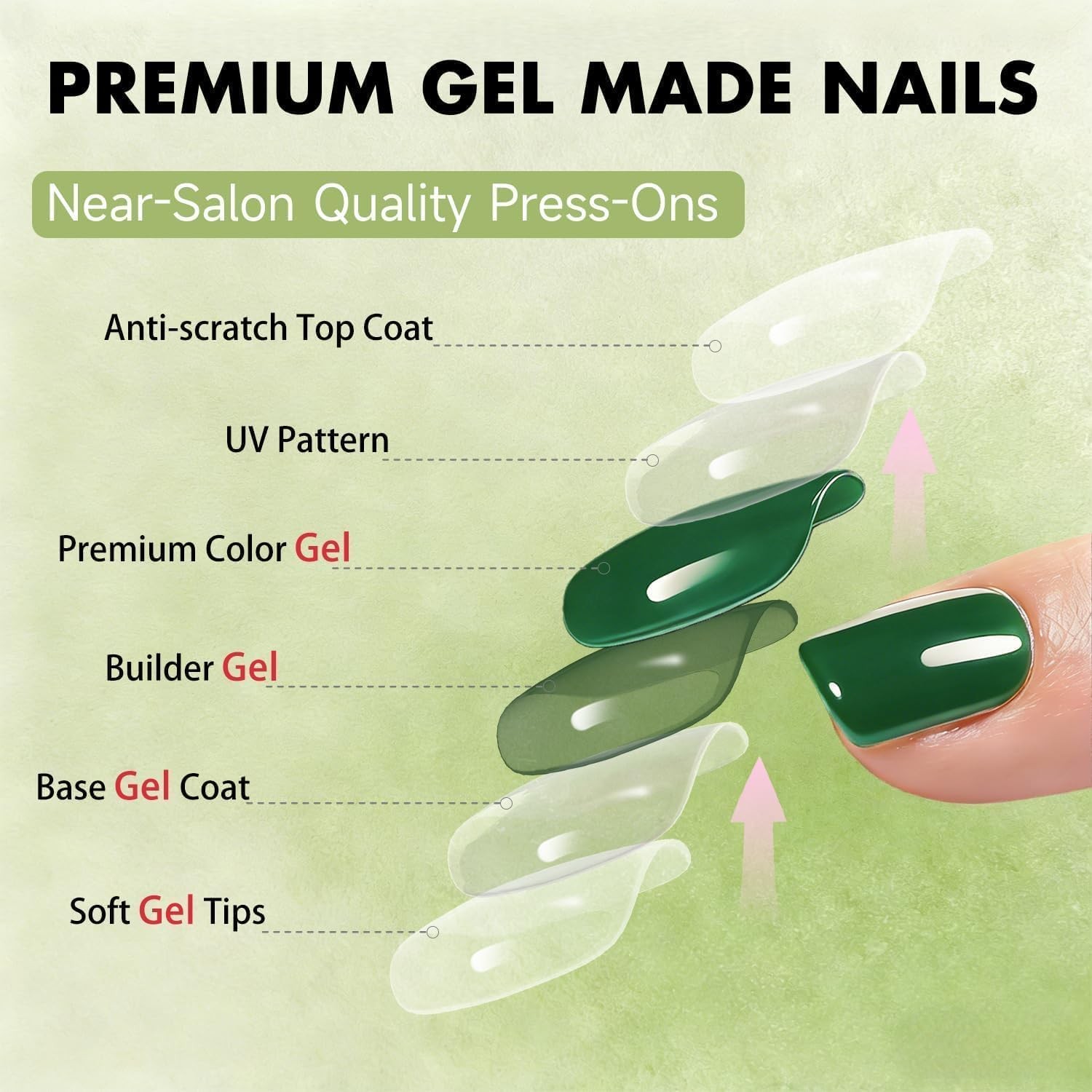 SXVME dark green Short Square Soft Gel Press On Nails