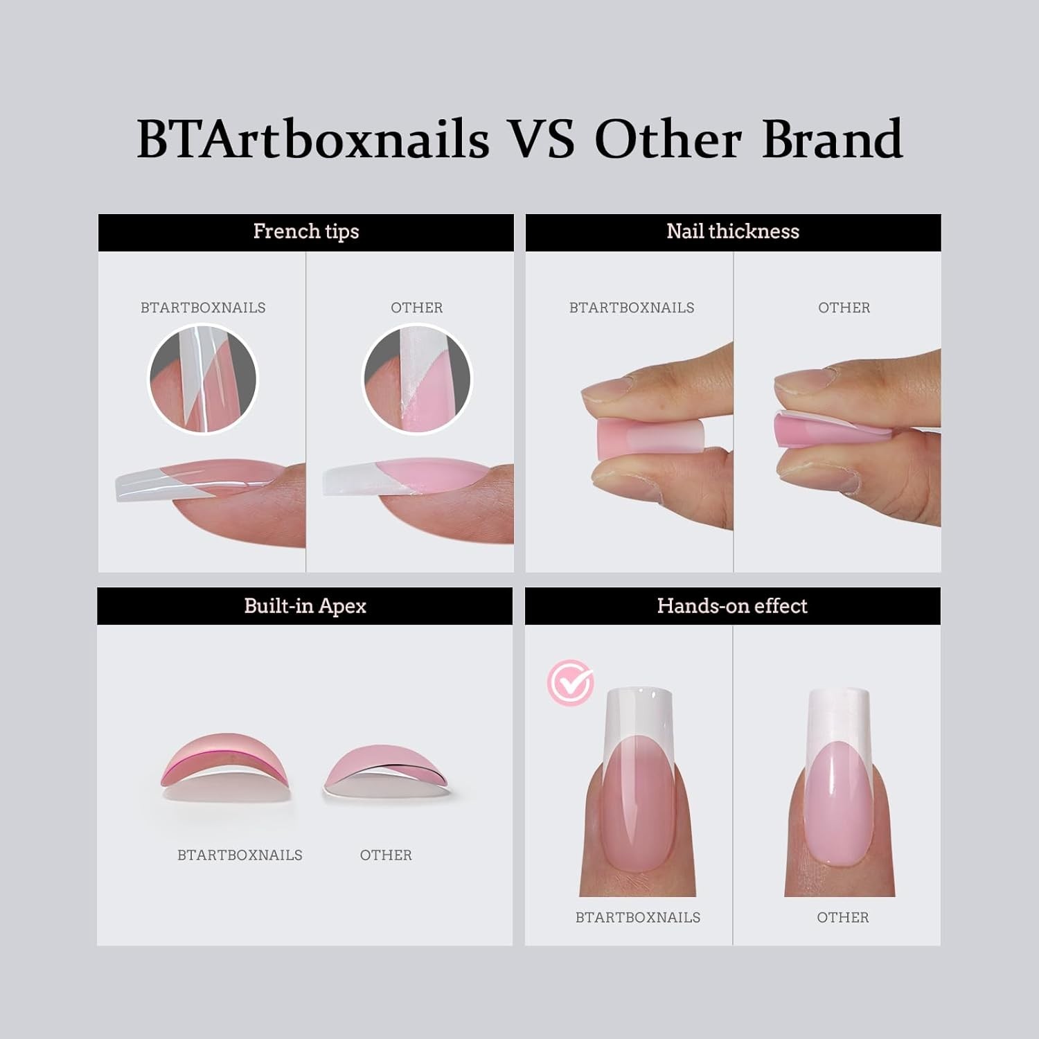 150 Piece French Tip Nails – Pink Almond Gel Tips for Perfect At-Home Manicures