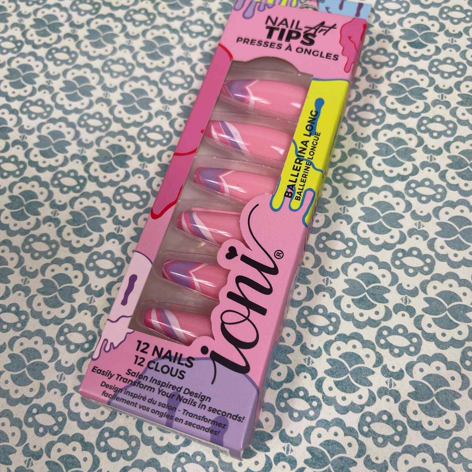 Ioni Press On Glue Nails Ballerina Long