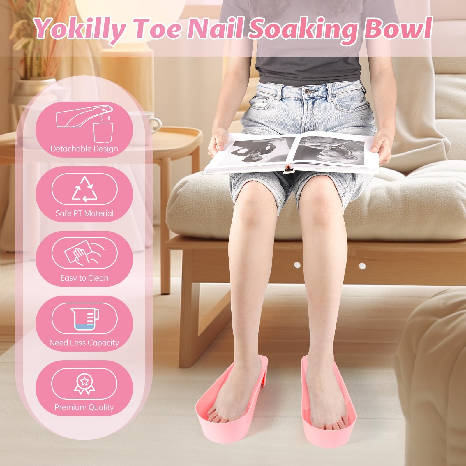 Yokilly Toe Nail Soaking Bowl, 2 PCS Toenails Soak Off Bowl, Shoe Design Foot Ba