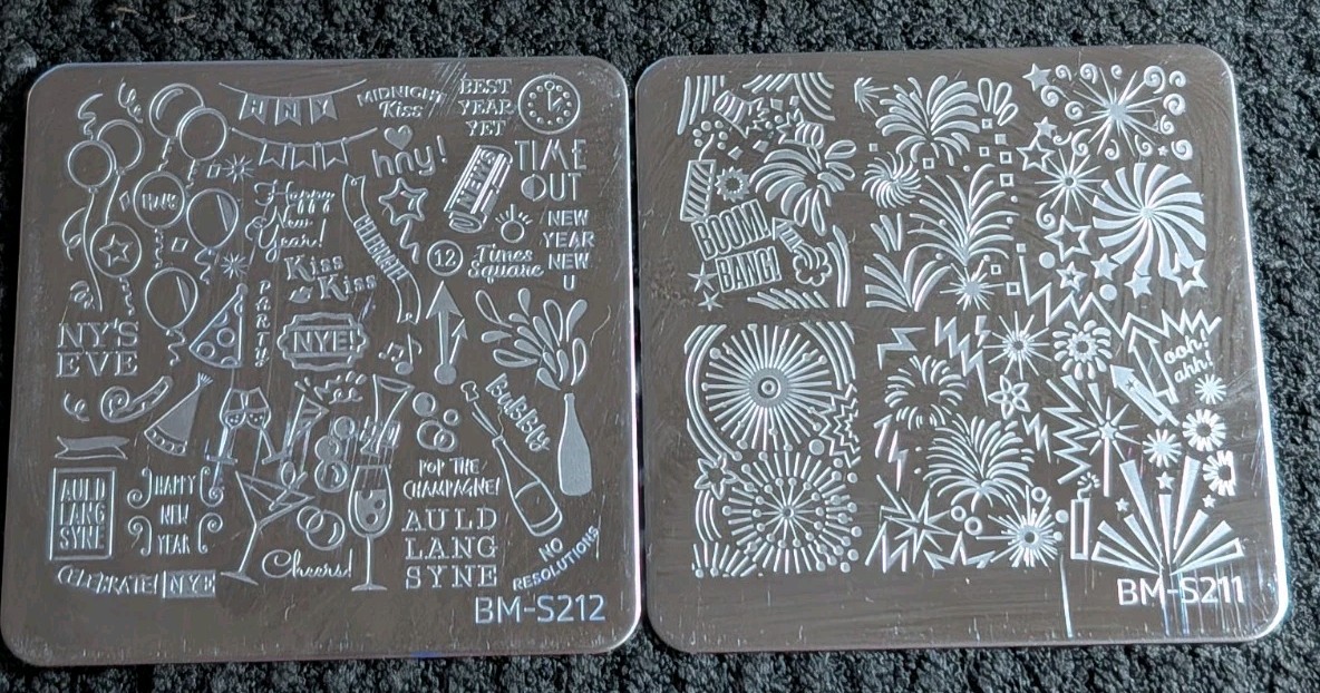 Nail Stamping Plates BM-S211 & S212 Fireworks New Year’s Eve Lot Bundle Monster