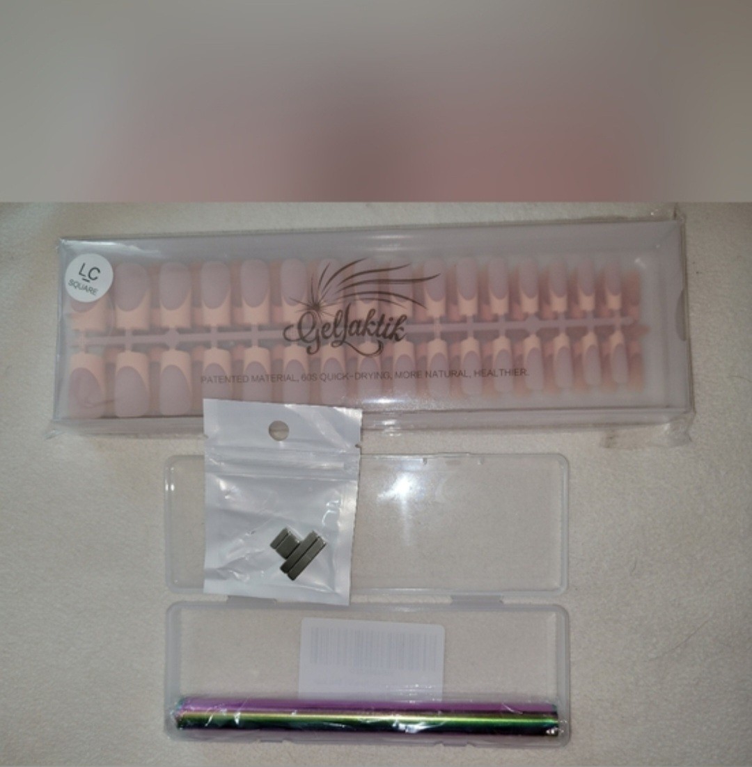 Gelaktik French Tip Quick-Drying Press-on 3 Set & Magnetic Wand Boxed See Detail