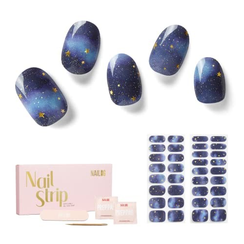 34 pcs Gel Nail Strips – Semi Cured – Long Lasting Polish – Starry Night