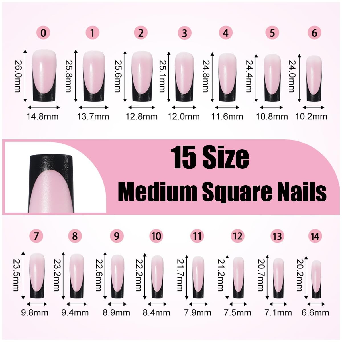 60Pcs French Tip Press on Nails & Toenails Set,Pink Medium, Style-6
