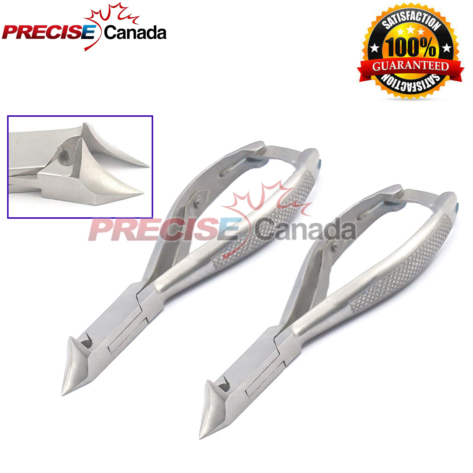 2 Pcs Stainless Steel Ingrown Toe Nail Clipper Cutter Moon Shape Pedicure Tool