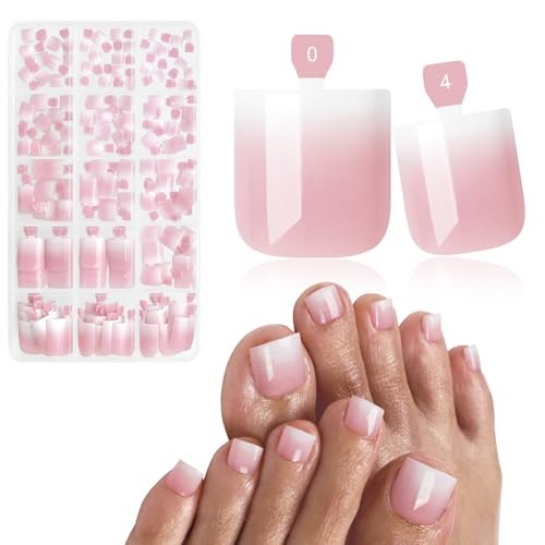 Ombre Press On Toenails For Women with Nail Adhesive Tabs, 150 Pcs Pink Ombre