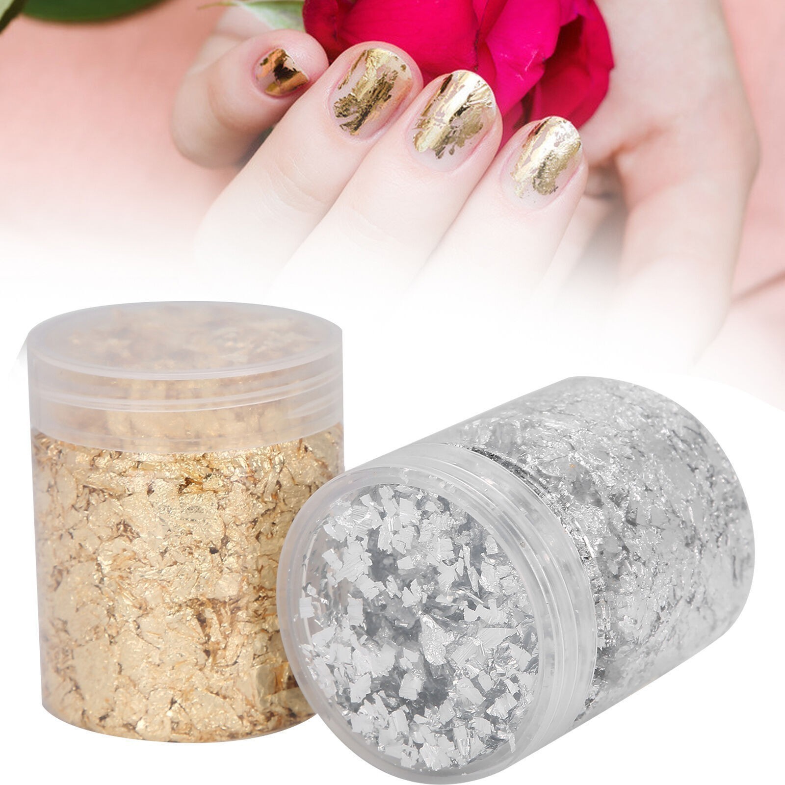 Nail Art Shiny Gold Foil DIY Gold Flakes Glitter Decoration 5g X 2 Bottles