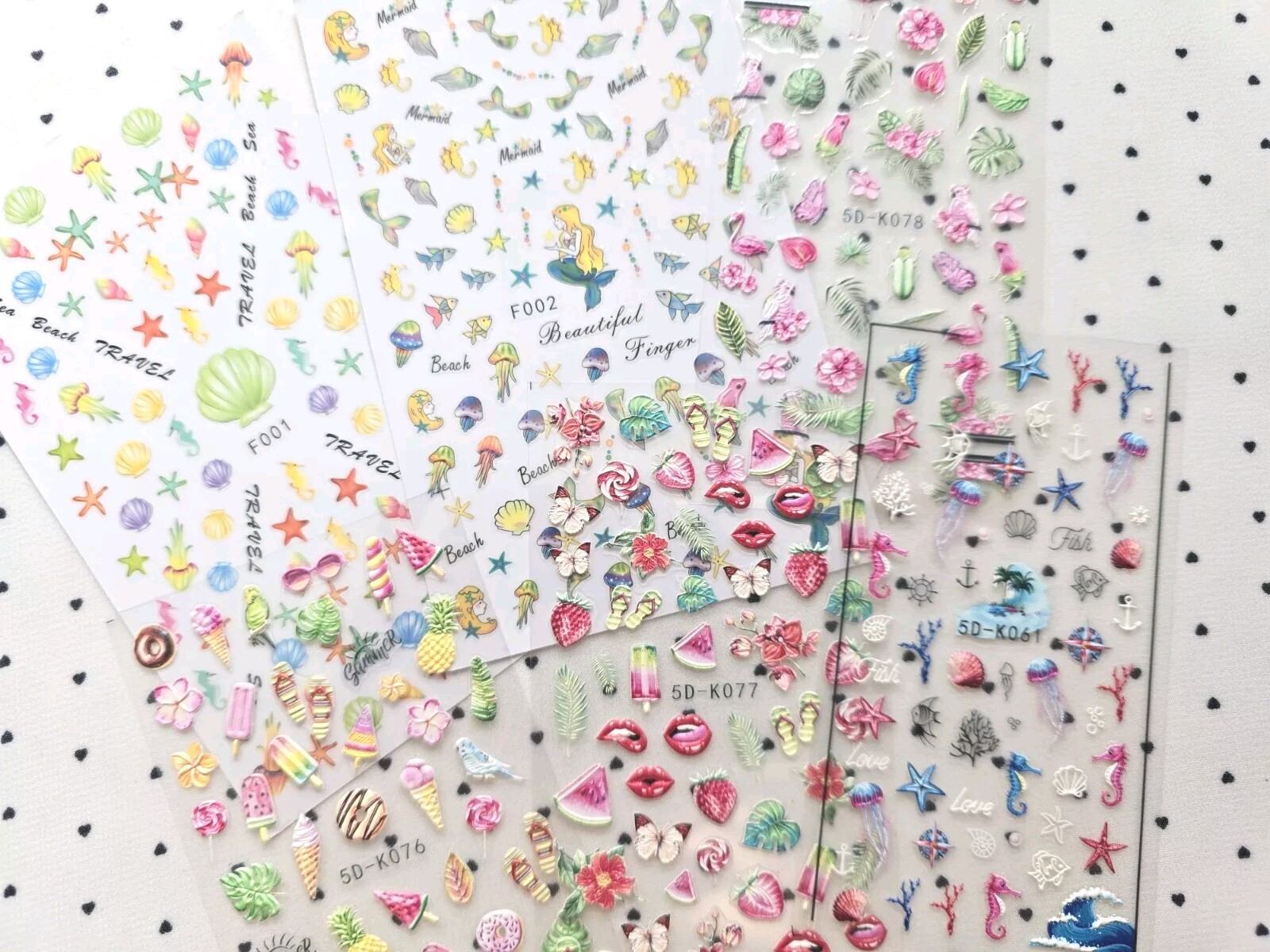Summer Beach Ocean Nail Art Stickers Decals Bundle 6 Sheets Self Adhesive