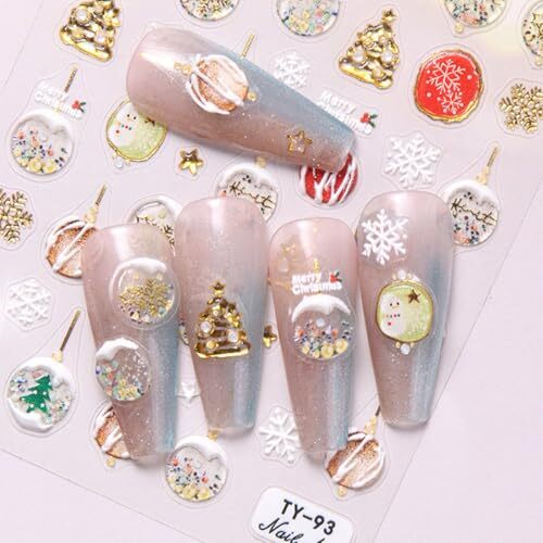 Christmas Nail Art Stickers Decals Christmas Crystal Ball Nail Christmas style3