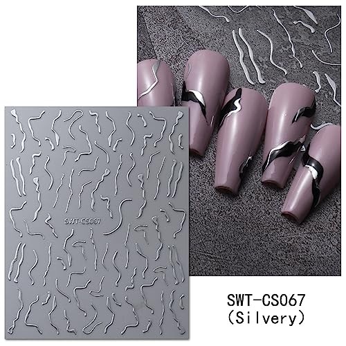 Nail Art Stickers, French Stripe Nail Decals 3D French Tips Stickers Nail Line