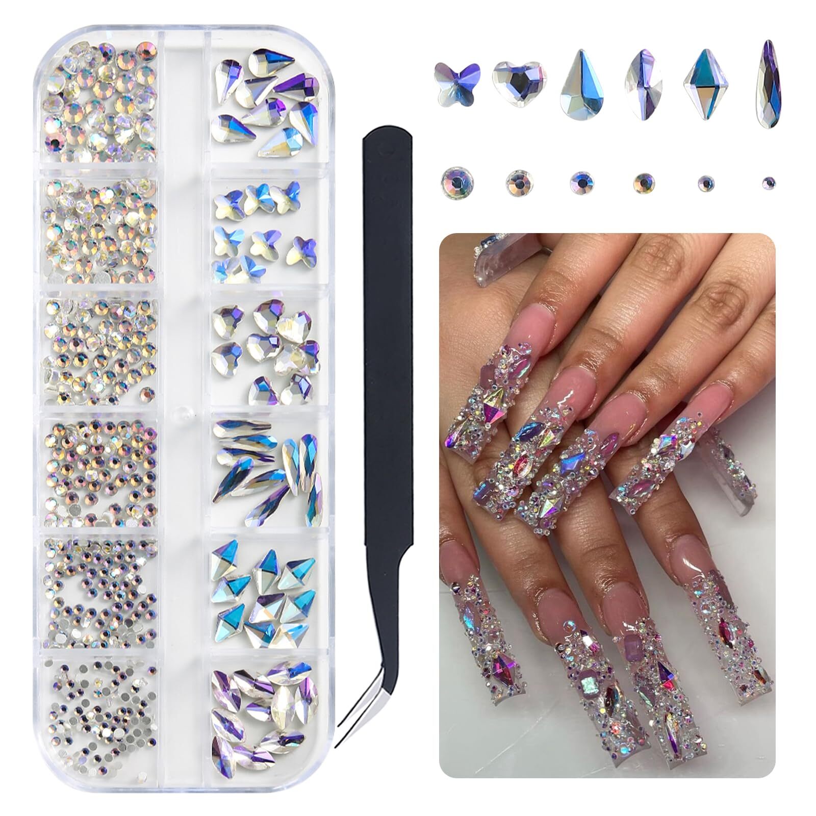 Piedras Para Uñas Decoraciones Disenos, Decoracion Unas Diamante Kit Acrilicas