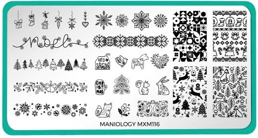 Maniology Exclusive Membership nail stamping plate MXM115 & 116 Christmas Hygge