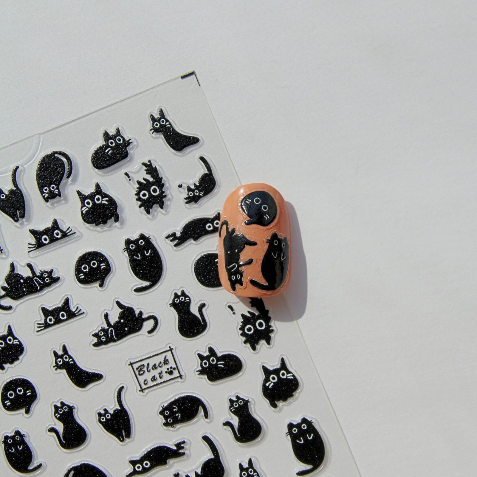 Black Cat Stickers Kawaii Cat Nail Stickers Nail Supplies for DIY Nail