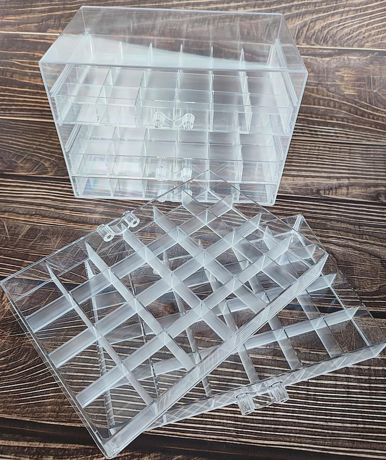 Clear Acrylic Jewelry Organizer Box with 5 Drawers 120 Grids, Dustproof Trans…