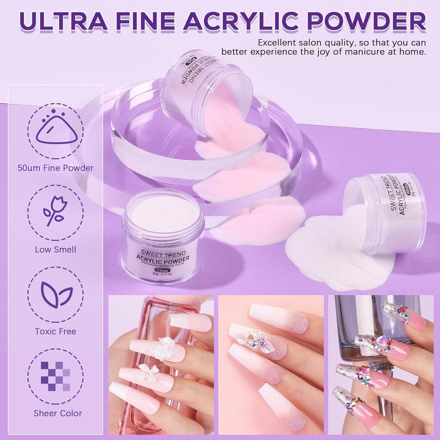 Beginners Nail Kit Acrylic Set: Professional Ultra-fine Acrylic Powder Kit wi…