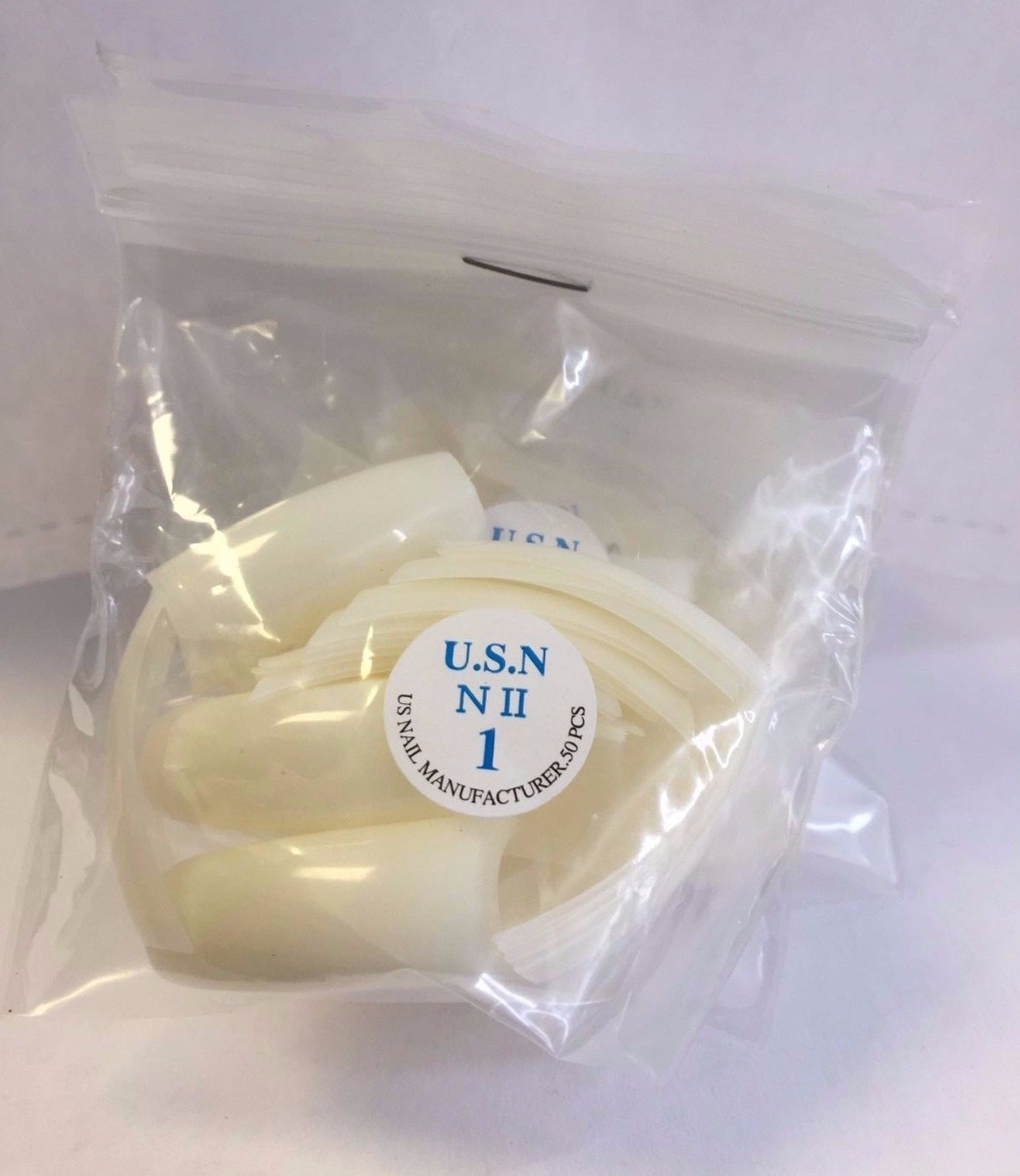 Made in USA U.S.N Nail Tips Size 1 Assorted Choice (50 Tips/ bag)
