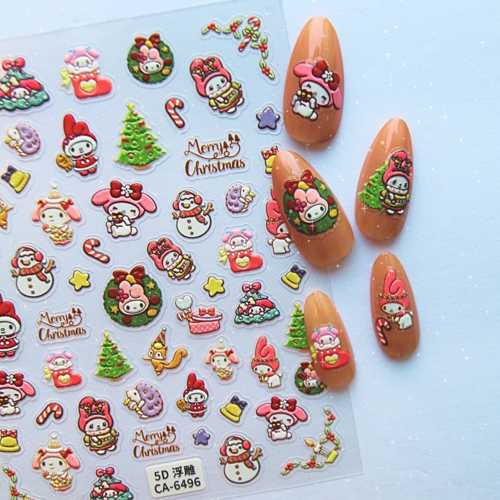 Christmas Kawaii Nail Stickers 3D Nail Stickers Nail Supplies for DIY Nail