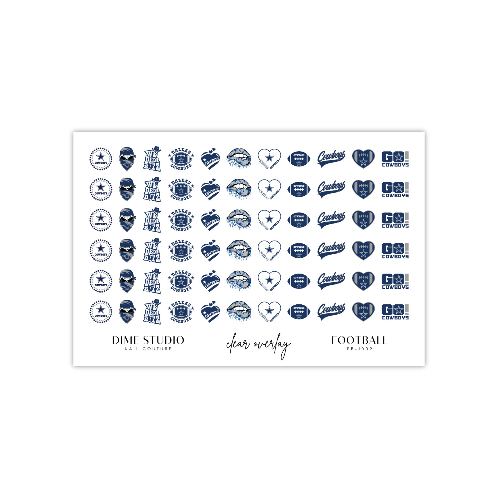 Dallas Cowboys Football Nail Decals Clear Waterslide Overlay Nail Art