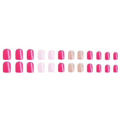 Hot Pink Glue on Nails – Square Press on Nails – 5524 Pink