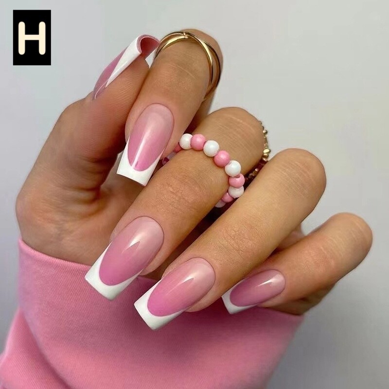 12 Boxes Flower Star French Tip Long/Mid/Short Square Press On Nails (Wholesale)