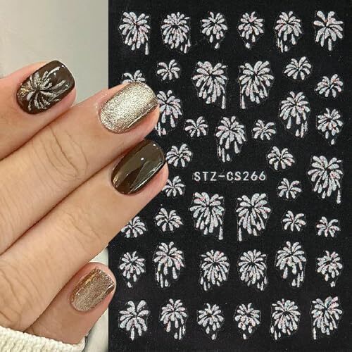 3D Glitter Firework Nail Stickers New Year Nail Art Stickers Colorful