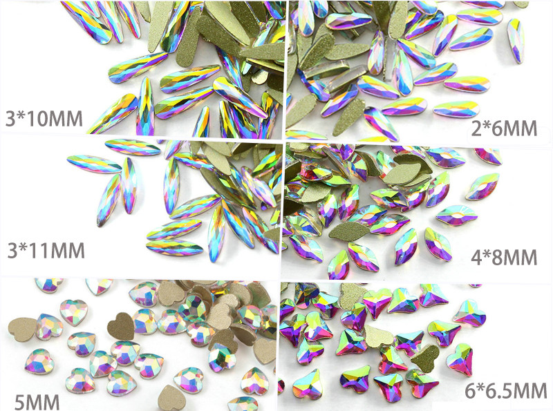 20 50 100pcs Crystal AB Nail Art Rhinestones FlatBack Glitter Gems Nails Decor
