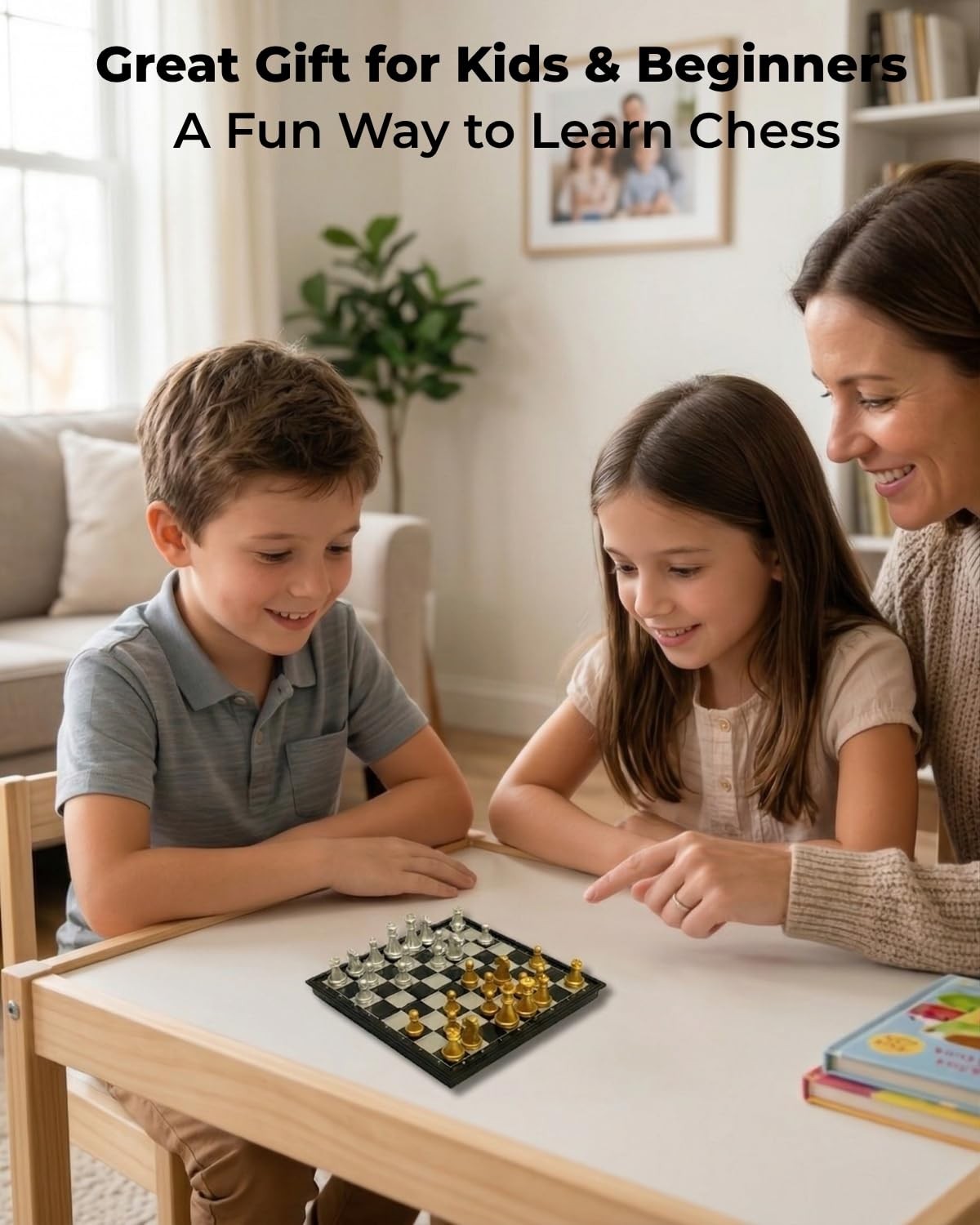 Mini Travel Chess Set Magnetic Vikutu 5.11 Inches X-Small, Black and White
